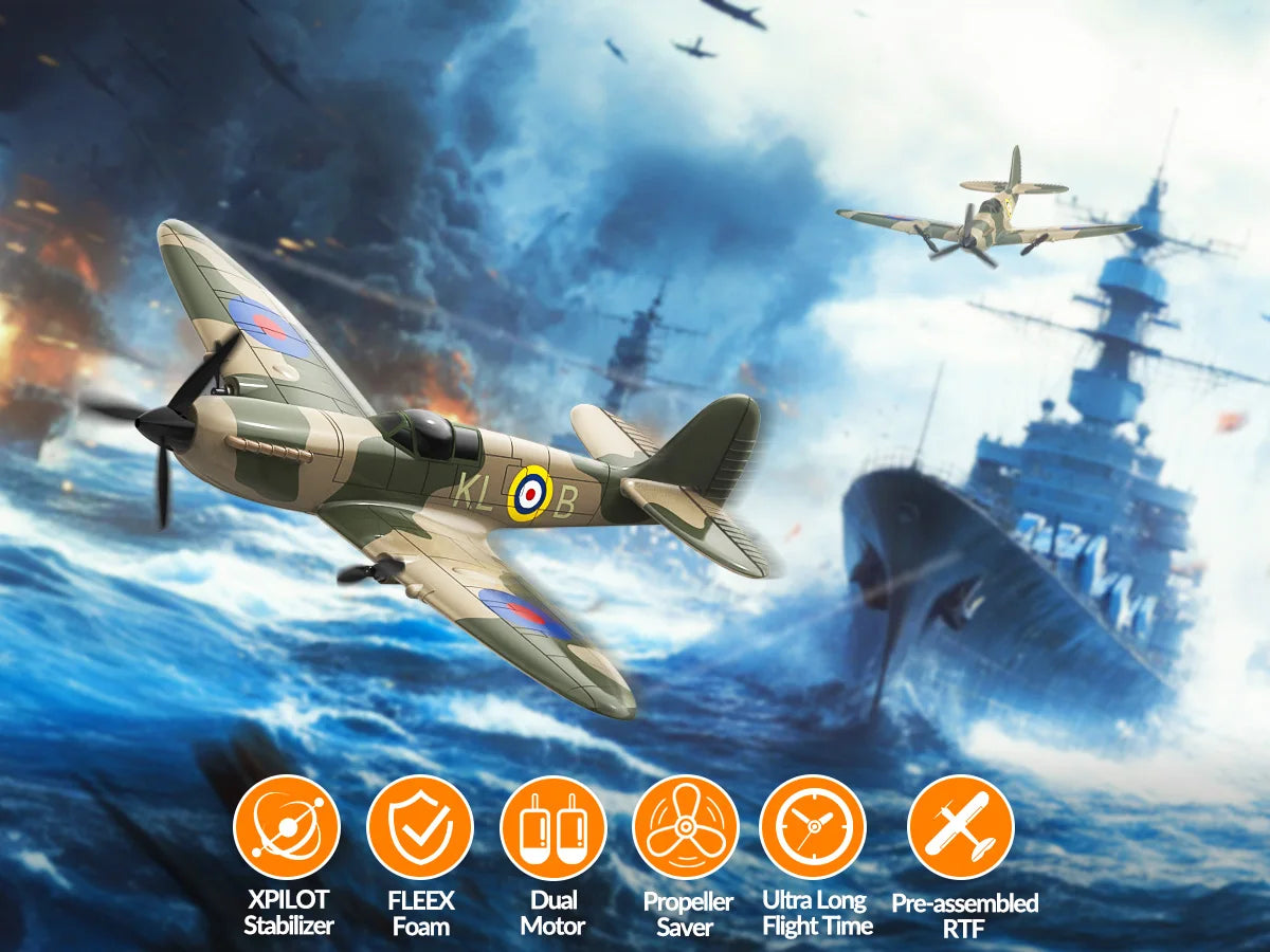 Spitfire RC Plane 2.4G 3CH Gyro Stabilizer Fixed Wing EPP Foam 400MM Wingspan Airplane RTF Fighter for Boys Children