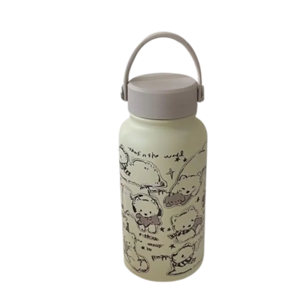 Water Bottle 900ml Insulated Water Bottle With Straw Leak-proof Portable Insulation Cup Hot Drink Cartoon Thermal Cup Student