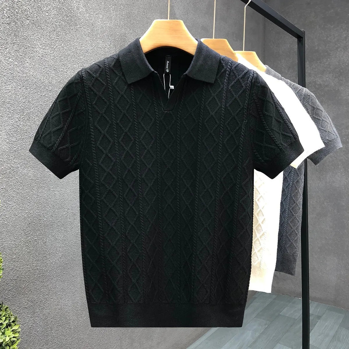 Polo Style Sweaters for Men Summer New Slim Fit Short Sleeve Business Casual T-shirts Male Solid Turn Down Collar Knitwear Tops