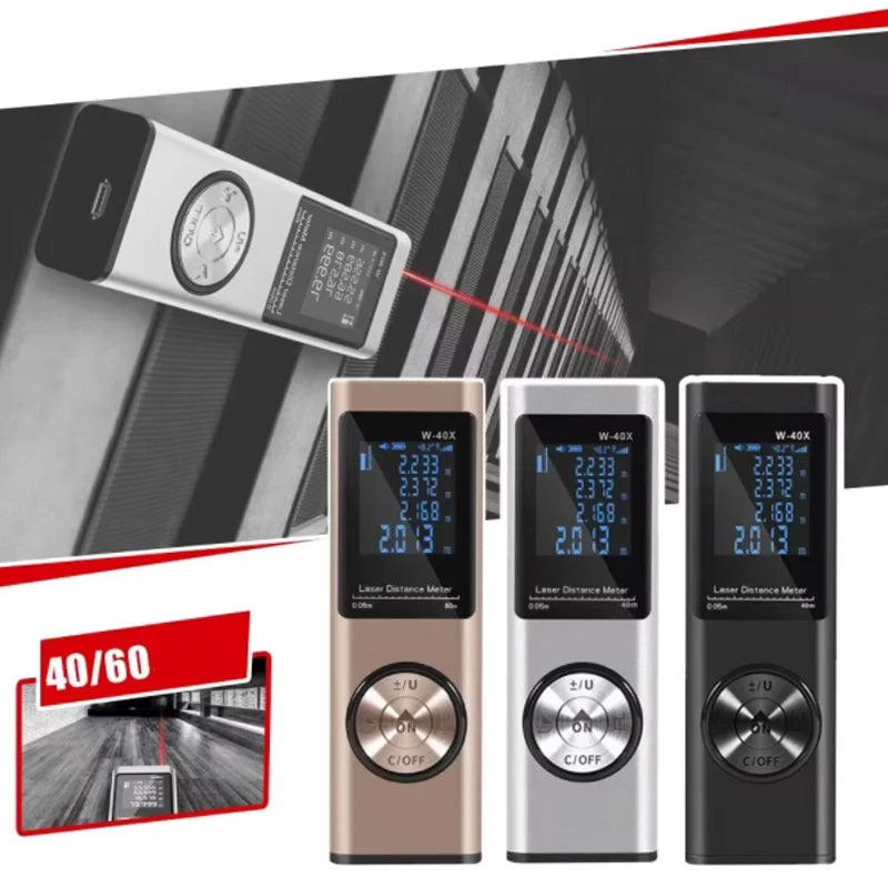 Mini Rangefinder Laser Distance Meter 40M 60M Rechargeable Digital Range Finder Area Volume Multi-angel Laser Measuring Tool