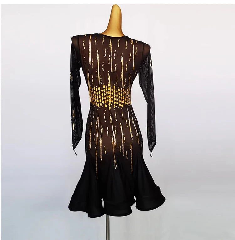 Party Dresses for Women Sexy Female Latin Dance Suit Girls Practice Wear Clothing Competition 2026 New Line Skirt Stand Ballroom