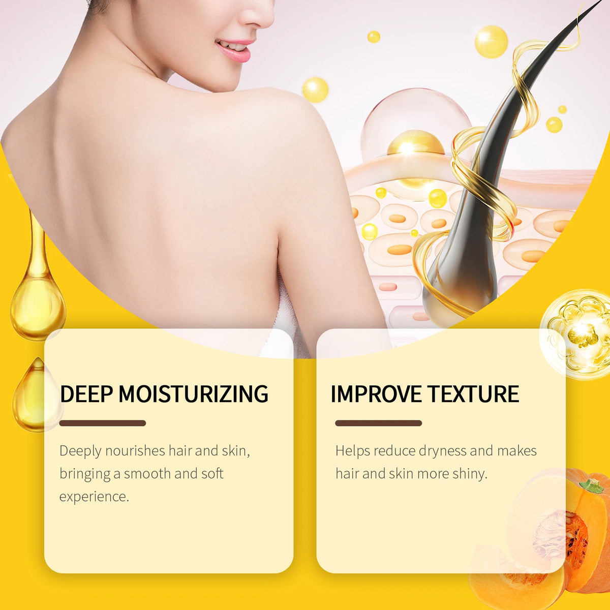Pumpkin Seed Oil Hair Growth Products Scalp Moisturizer Deep Hydration Face Care Body Firming Organic Cold-Pressed Pumpkin Oil
