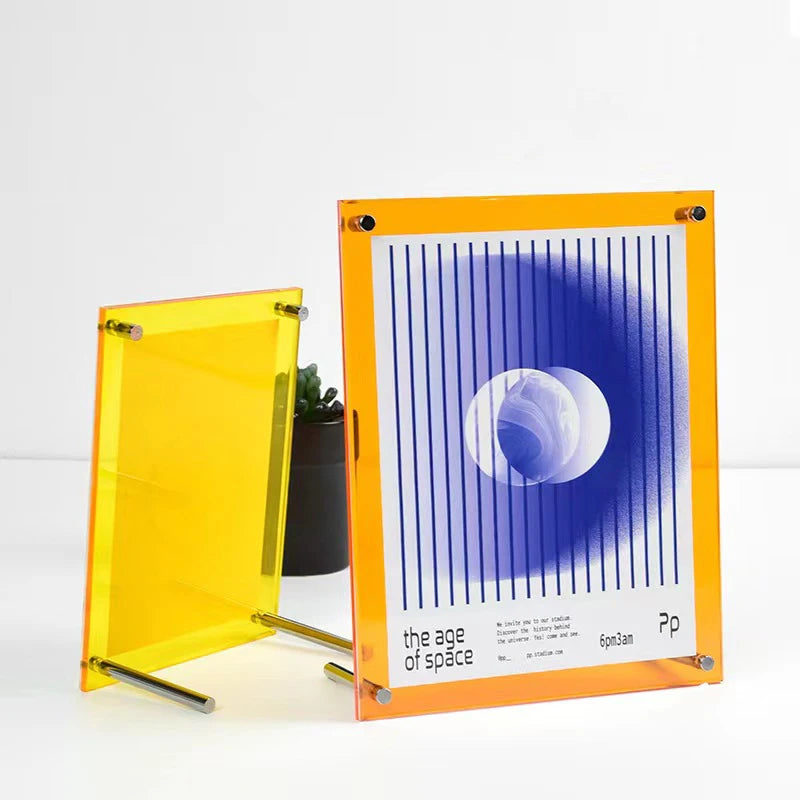 Acrylic Picture Frames,Color Desk Picture Frames with Stand,Modern Frameless Floating Frame for Desktop Display Gift Home Office