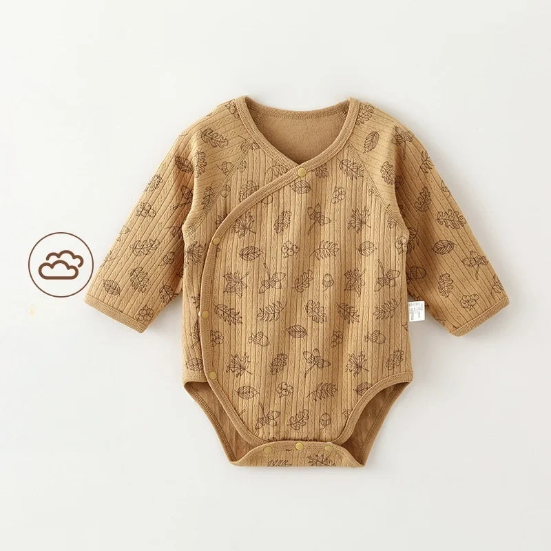 Newborn Infant Girls Clothes Cotton Double Layered Belly Guard Triangle Romper 0-2Y Baby Clothes Boy Comfy Daily Bodysuit