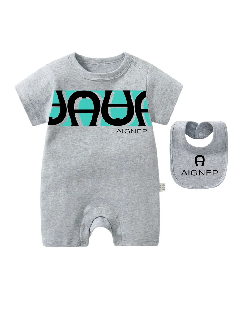 Trend Baby Clothes %100 Cotton Newborns Jumpsuit 2025 Hot Sale New Toddler Boy Rompers Soft Bib scarf Burp cloth Infant 2Pcs Set