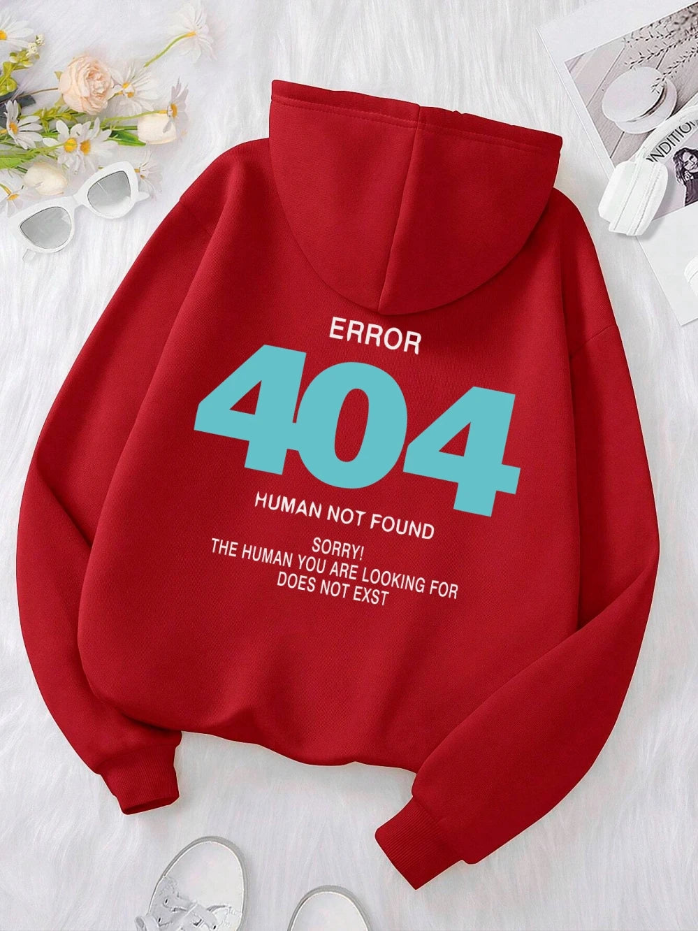Women's Hoody Error 404 Human Not Found sorry Prints Hoodies Fleece Long Sleeve Oversized Clothes Hip Hop Street Pullover