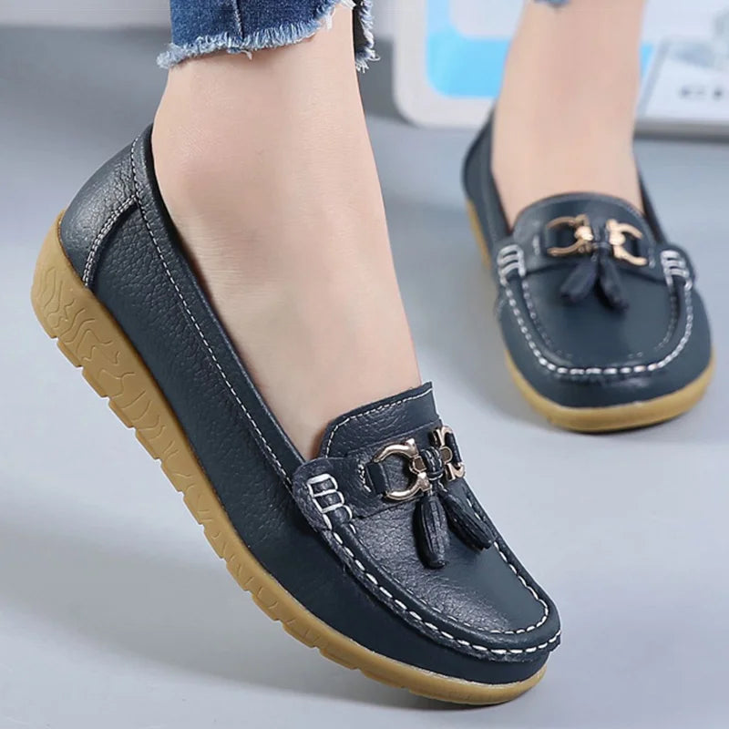 Woman Shoes Low Heels Casual Shoes Women's Loafers Slip On Flat Shoes Mocassins Femmes Comfortable Footwear Women Flats White