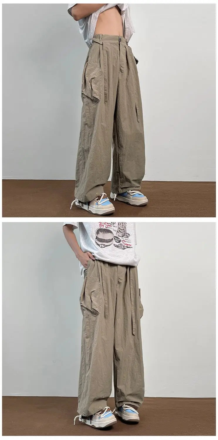 American Workwear Pants Men Summer New Thin Trendy Loose Straight Casual