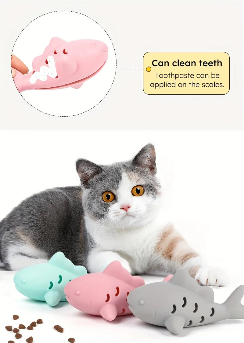 Pet's Chew Toy - Silicone Treat Dispenser Teeth Grinding & Mental Enrichment,  Bite-Proof for Small Pets, Vibrant Fish Design