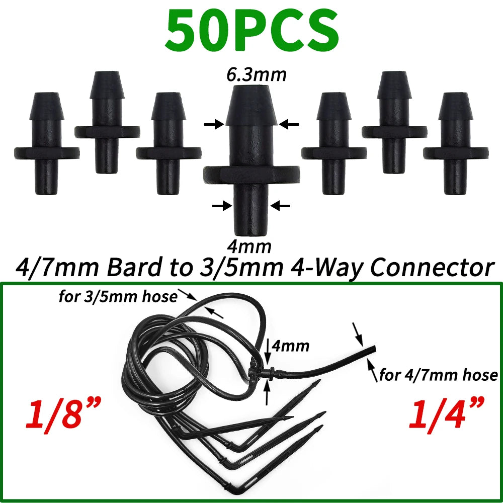 Irrigation 2L/4L/8L Steady flow dripper with 4-way cross Connector Agriculture Drip water irrigation Drip arrow connector 20Sets