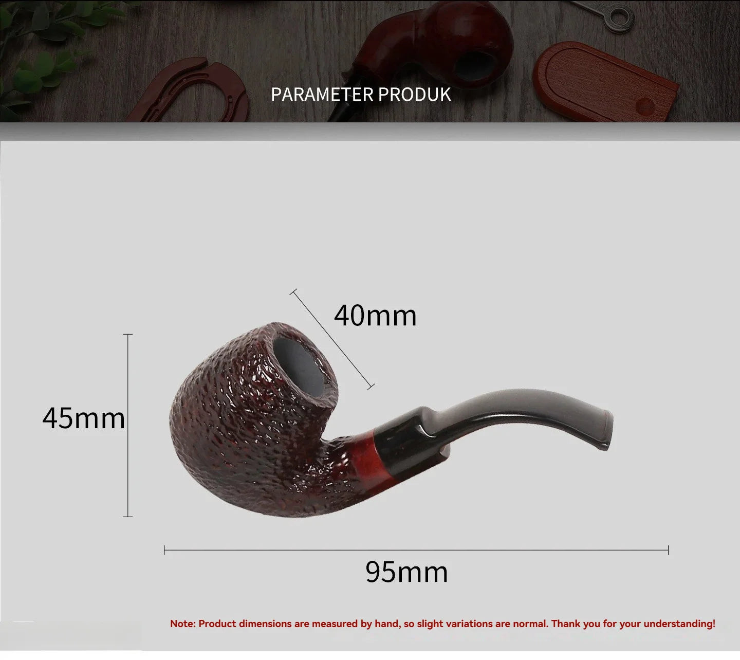 Premium Briar Sherlock Holmes Style Smoking Pipe - 9mm Filter, Handcrafted Solid Wood, Classic Gentlemen's Tobacco Pipe