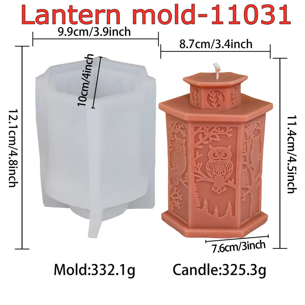 Eid Mubarak 3D Relief Lace Pillar Lantern Candle Mold Animal Plant Designs Ramadan Decor Christmas Handmade Taper Candle Making