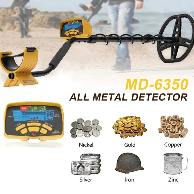 MD-6350 High-sensitivity Metal Detector, a professional treasure hunt detection device for gold Prospectors (Battery-free)