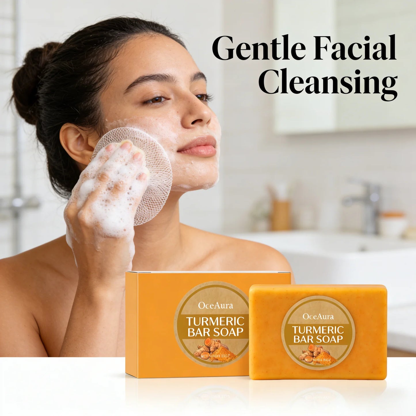 Turmeric Soap Bar Professional Skin Cleaning Oil Control Moisturizing Skin Brightening Smooth Body Care Shea Butter Shower Soap