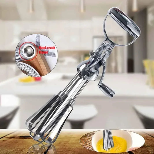 Manual Hand Crank Egg Beaters Double Heads Egg Whisk Multi-Purpose Time-Saving Food Blender Mixer Kitchen Tool Stainless Steel