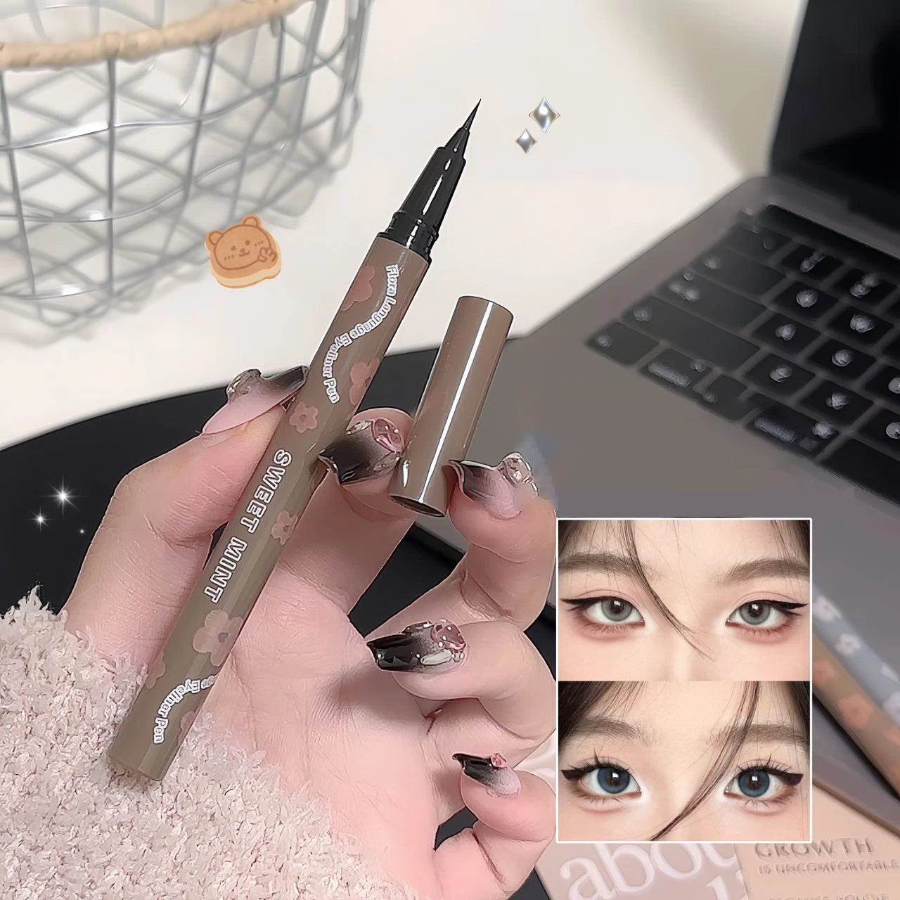 SWEETMINT Eyeliner Pen Quick Dry Liquid Eye Liner Easy To Draw Ultra-fine Lying Silkworm Pencil Black Brown Lower Eyelash Makeup
