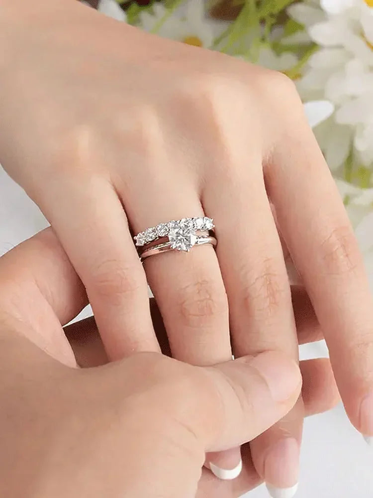 925 Sterling Silver Round Zircon Shiny Gorgeous Rings For Women Engagement Wedding High Quality Fine Jewelry