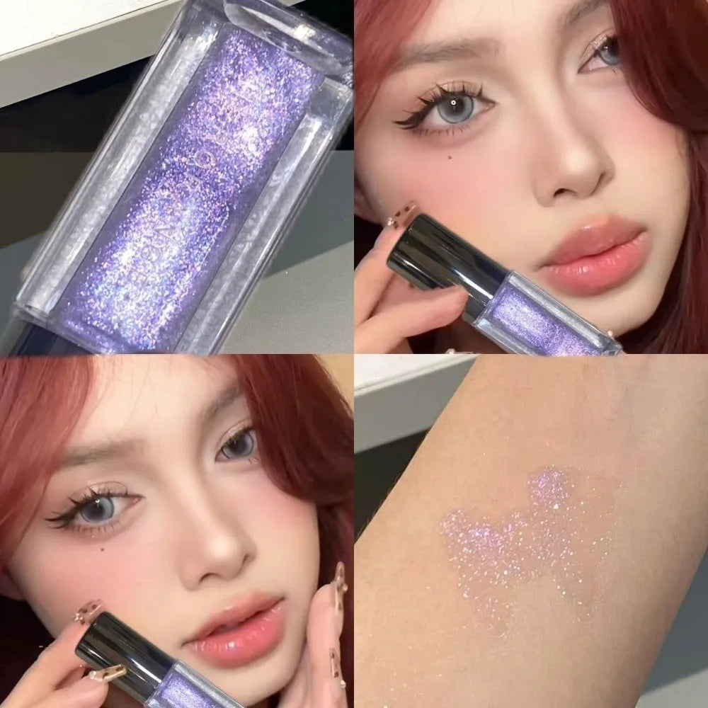 Sparkle Long-Lasting Lip Gloss Non-Fading Moisturizing Liquid Lipstick Non-Sticky Clear Lip Glaze for Women