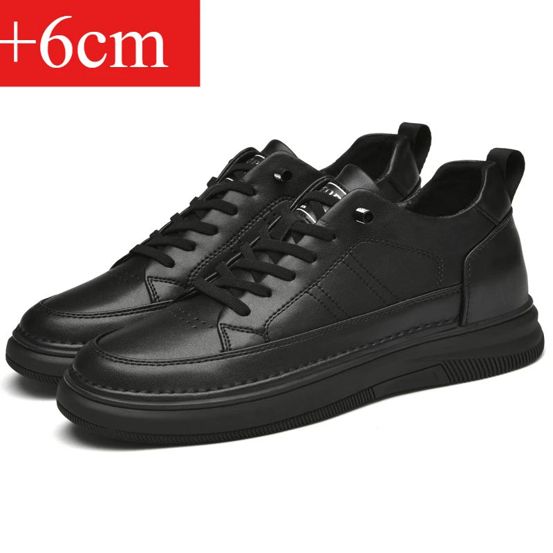 Spring Autumn Men's Inner Heightening Shoes Leather Sports Casual Shoes Invisible Height Increasing Shoes Men Sport Elevator 8CM