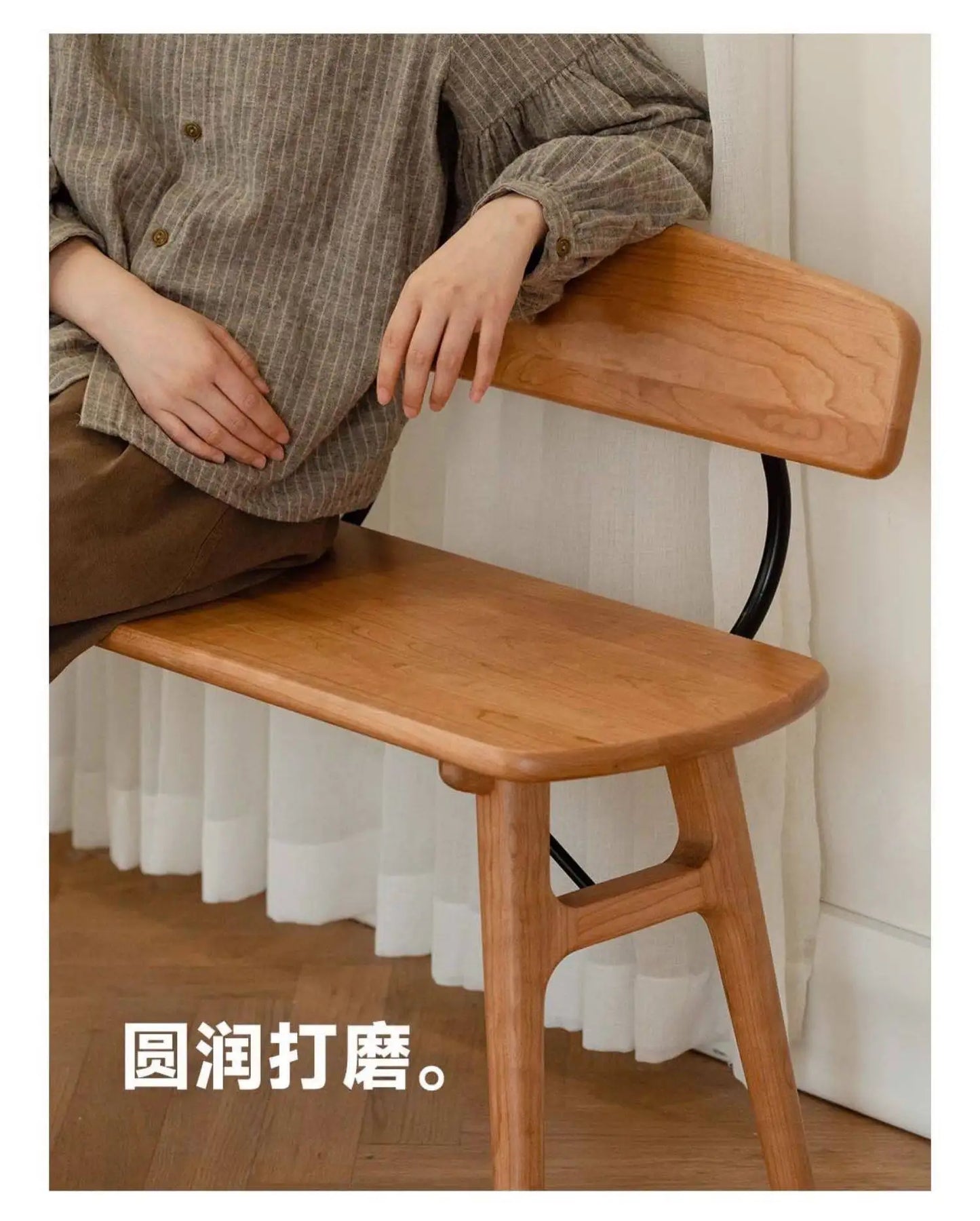 Medieval style solid wood bench small apartment simple household dining table living room backrest bedside porch shoe change cha