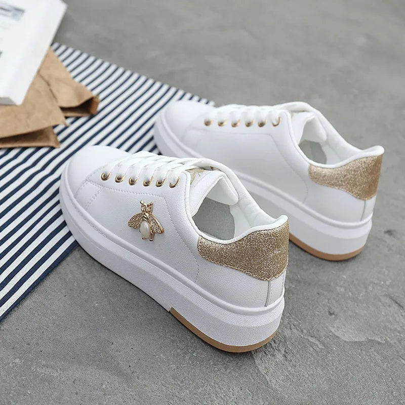 Mujer Women Platform Shoes High Quality Little bee Soft-sole Casual Shoes Female Skatboard Shoe Outdoor No Slip Walking Footwear