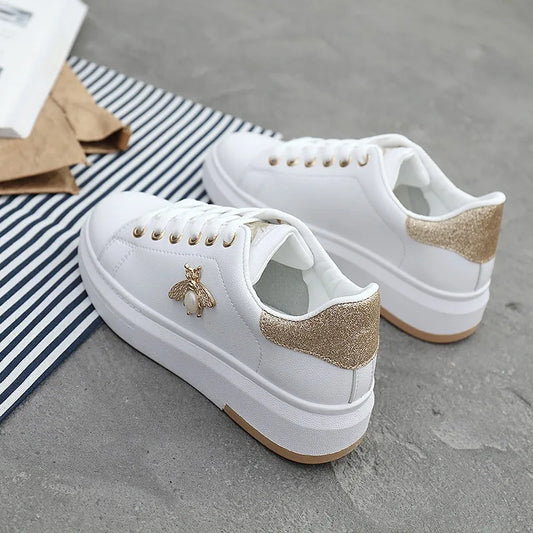 Mujer Women Platform Shoes High Quality Little bee Soft-sole Casual Shoes Female Skatboard Shoe Outdoor No Slip Walking Footwear