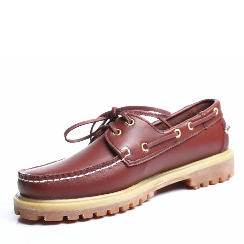 Genuine Leather Men's Casual Shoes Fashion Boat Shoes England Platform Luxury Lace up Male Loafers Driving Shoes46 Low Heel