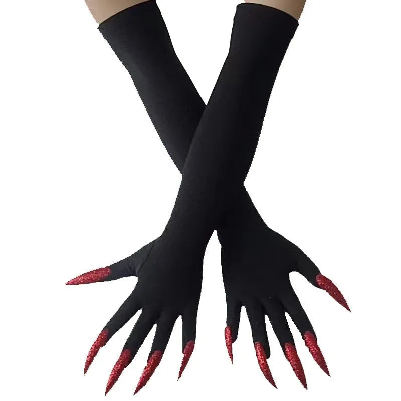 Ladies' Gloves, Long Hook-Finger Tinted Gloves, Ball Gloves, Bride's Wedding Dress Gloves, Sun-Protective Fashion Gloves C101