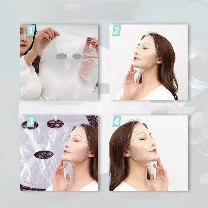 Face Plastic Film Full Face Cleaners Mask Neck Stickers 100Pcs Disposable Paper Transparent PE Masks Wraps Facial Beauty Healthy