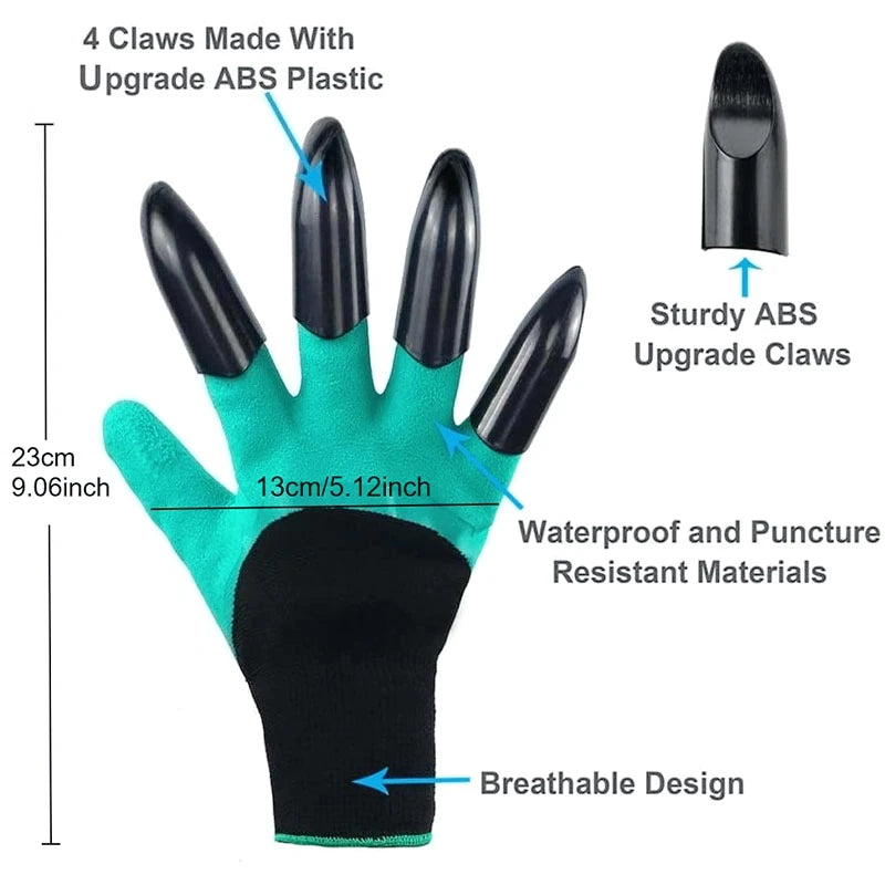With Claws Gardening Gloves Stab Resistant Waterproof Wear-resistant Grass Pulling Soil Digging Security Protection Garden Glove