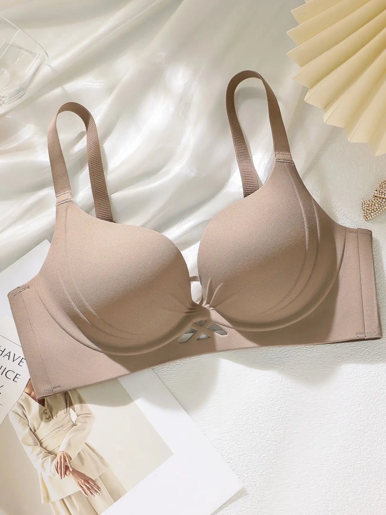 Lingerie Set  Women Small Bust Plus Size ,Breathable Seamless Shaping Bra, Push Up Thick Cotton Underwire Comfortable Daily Wear