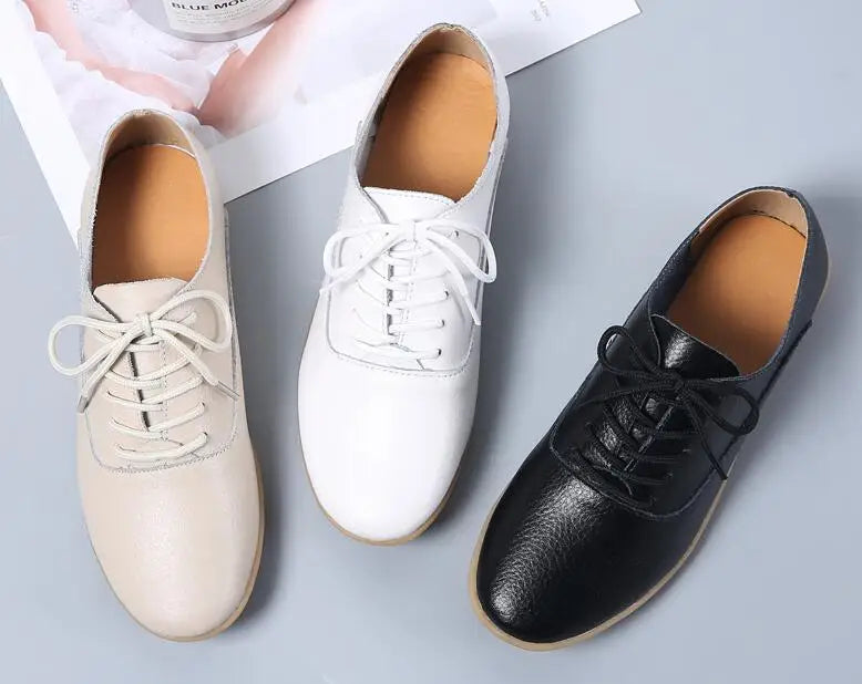 Genuine Leather 2024 Summer Loafers Women Casual Shoes Moccasins Soft Pointed Toe Ladies Footwear Women Flats Shoes White