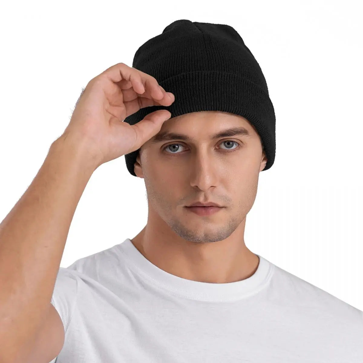 Islamic calligraphy beautiful white on gray Men Women Unisex Knitted Hat Beanie Pullover Cap Winter Thermal Warm Christmas Outdo
