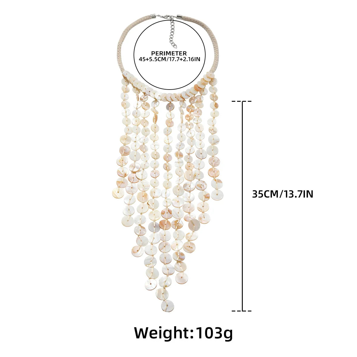 Multi-Layered Necklace Beach Vacation Style Hand-Woven Shell Tassels Simple and Fashionable for Women Accessory Party Gift
