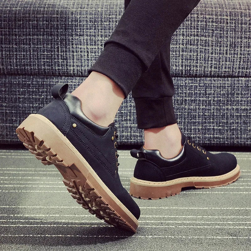 Fashion Men's Leather Shoes England Style Formal Shoes for Man Non Slip Ankle Boots Outdoor Waterproof Casual Tim Work Land Shoe