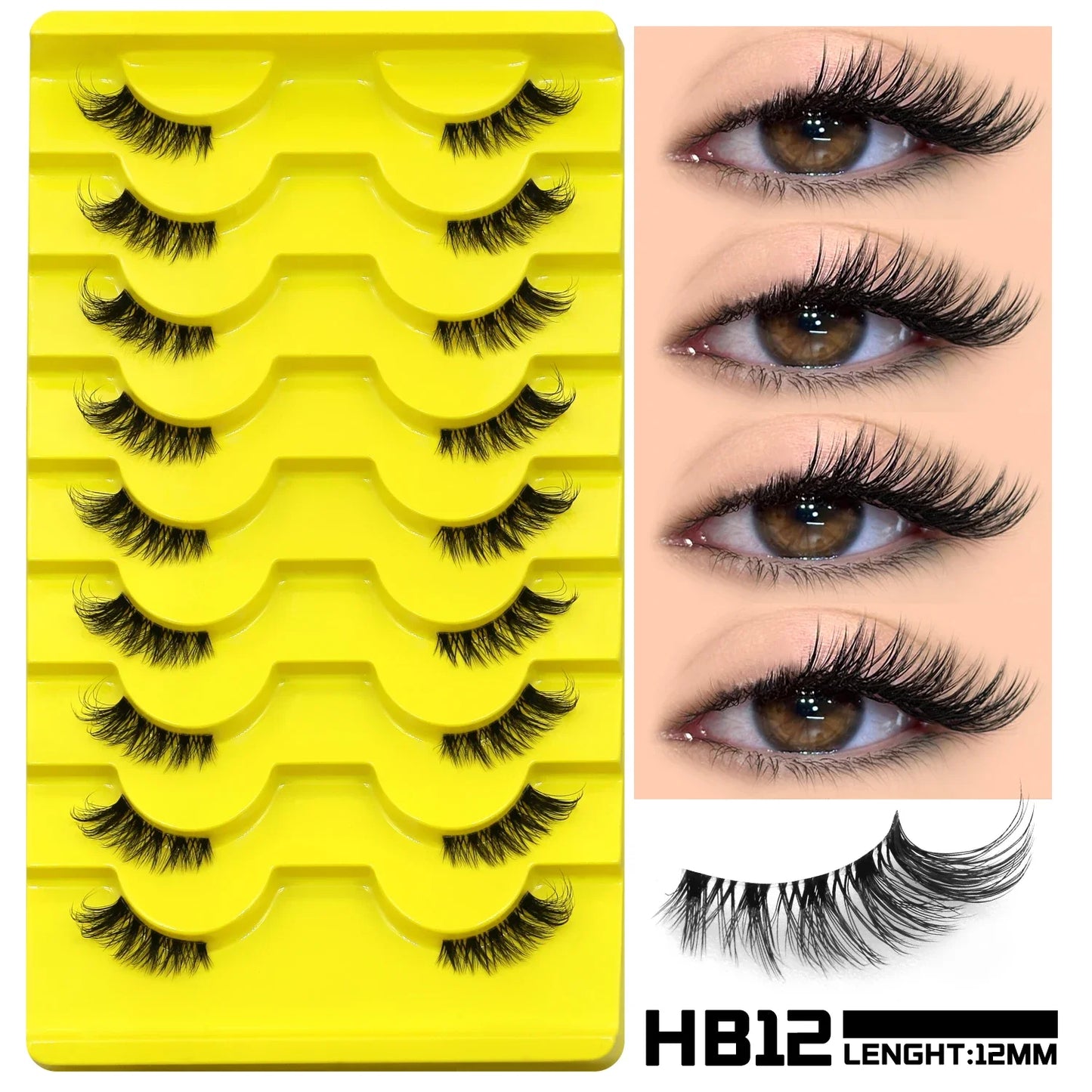 Veltrinay Half Lashes Natural Fake Lashes Wispy Cat Eye Lashes Clear Band Accent Short False Eyelashes Makeup
