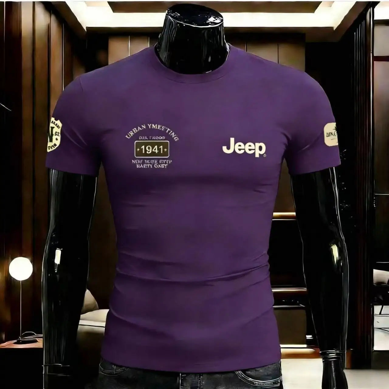 2026 Jeep High-quality Summer Round-neck Pure Cotton T-shirt, Breathable Men's Outdoor Casual Printed All-match Short-sleeved To