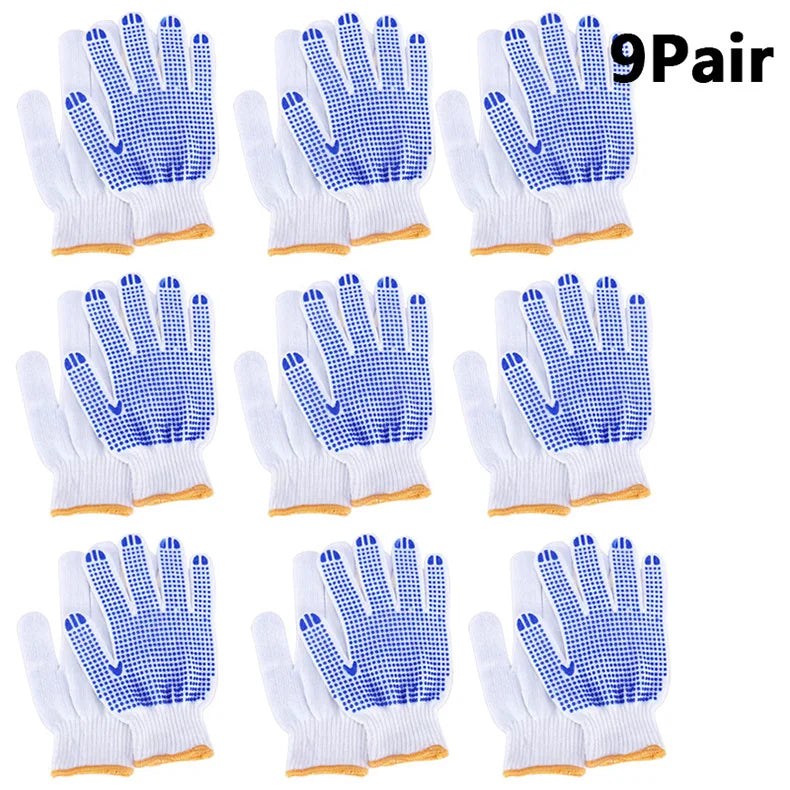 10 pairs of household gardening labor protection elastic rubber dot gloves work professional anti-slip wear-resistant Mittens