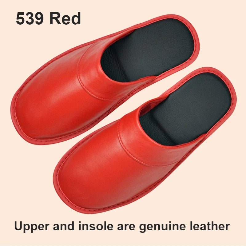 Soft Sheepskin cow Leather Slippers Homes in indoor slipper Spring Autumn men women elderly non-slip casual single shoes summer