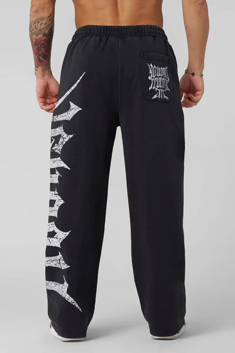 2026 Young American trendy sweatpants collaboration anime joggers cotton terry print wide-leg casual pants hip-hop street pants
