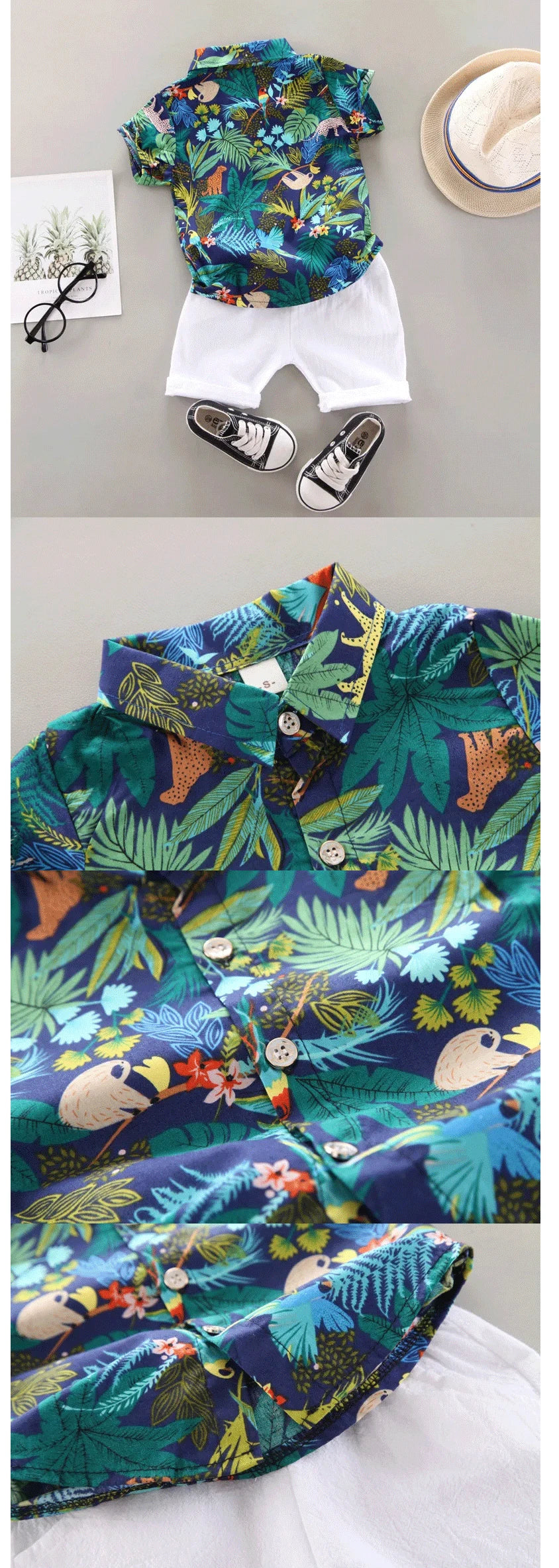 Baby Boy Clothes Baby Clothes 0-5 Years Old Summer Short-Sleeved Shorts Suit Baby Printed Shirt Casual Shorts Two-Piece Suit