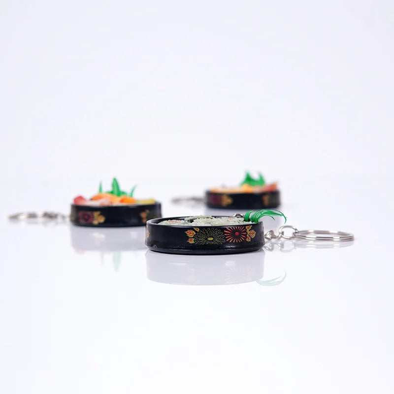 Simulation Food Keychain Pendant Funny Gift Lunch Box Sashimi Toys Party Couple Car Bag Key Rings