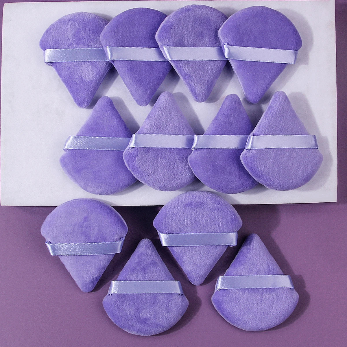 12PCS purple soft fan-shaped sponge powder puff, a special makeup tool for dry and wet use without powder sticking