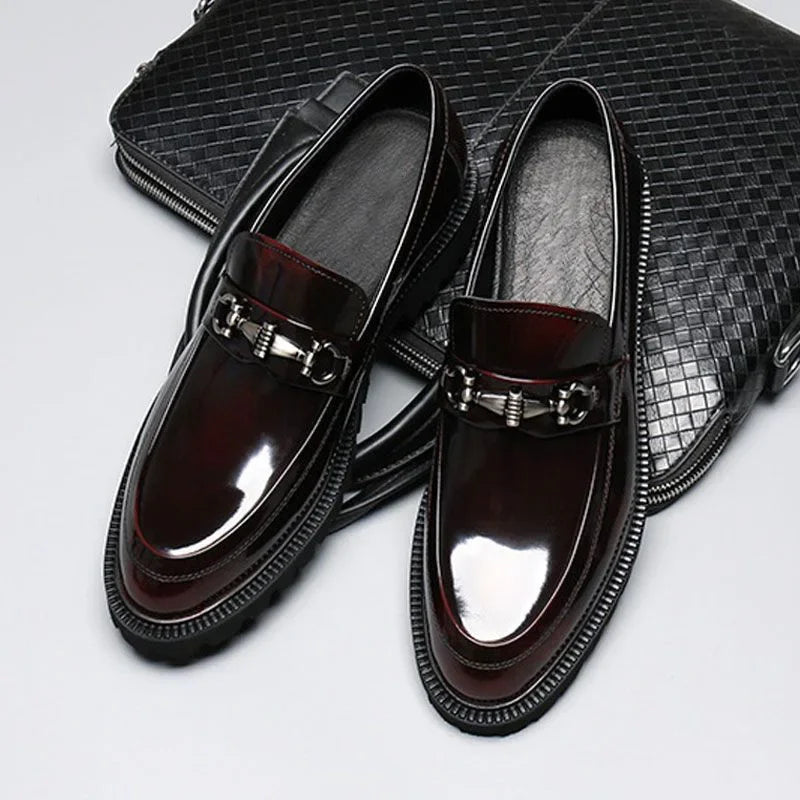 Men's Dress Leather Shoes Horse Street Buckle High Quality Men's Oxford Shoes Wedding Party Office Formal Shoe Large Size 38-48