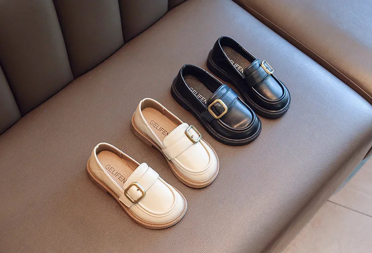 British Style Retro Girls Shoes Spring Autumn Princess Leather Shoes Children Black Soft Dance Loafers for 3-12 Ages Kids Shoes
