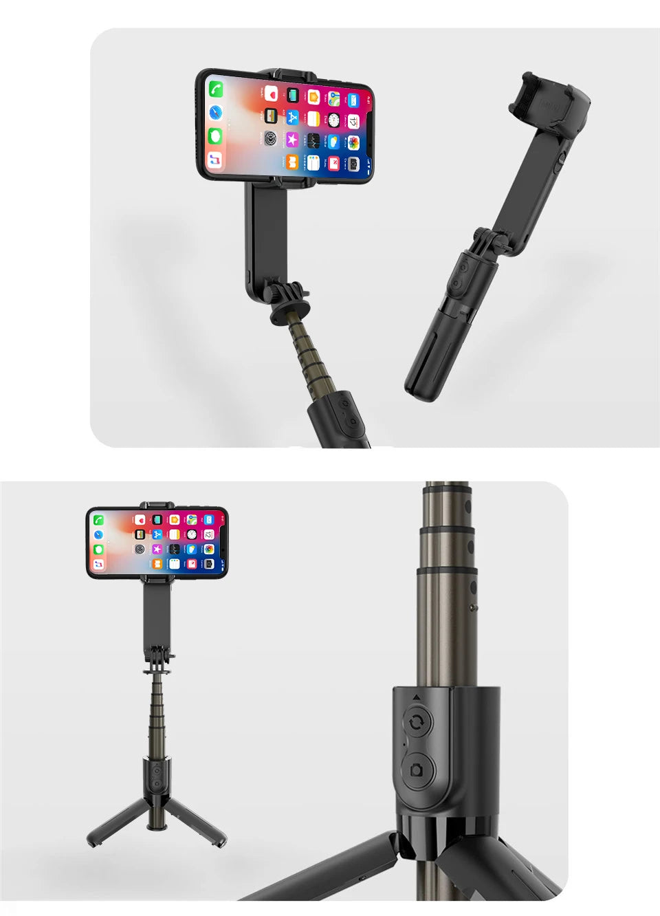 Gimbal Stabilizer For iPhone Android Cell Mobile Phone Cellphone Smartphone Action Camera Handle Grip Selfie Stick Video Tripod