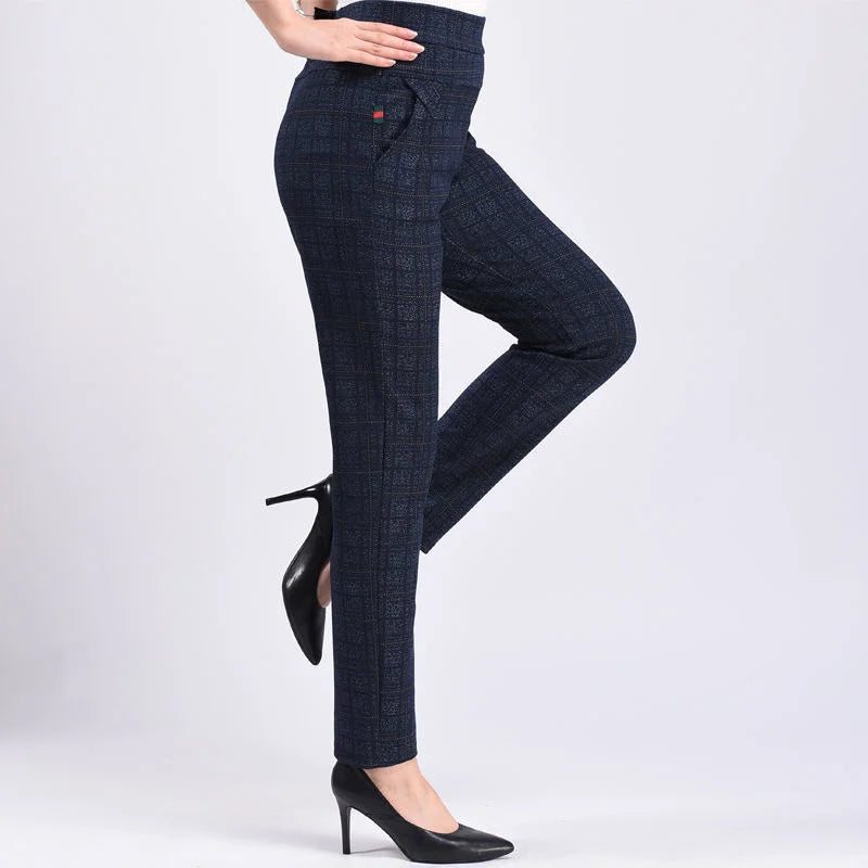 Pants Women2025Autumn Winter New Fleece Thick Middle-Aged Elderly Ladies Casual Trousers Mother High Waist Straight Pants Female