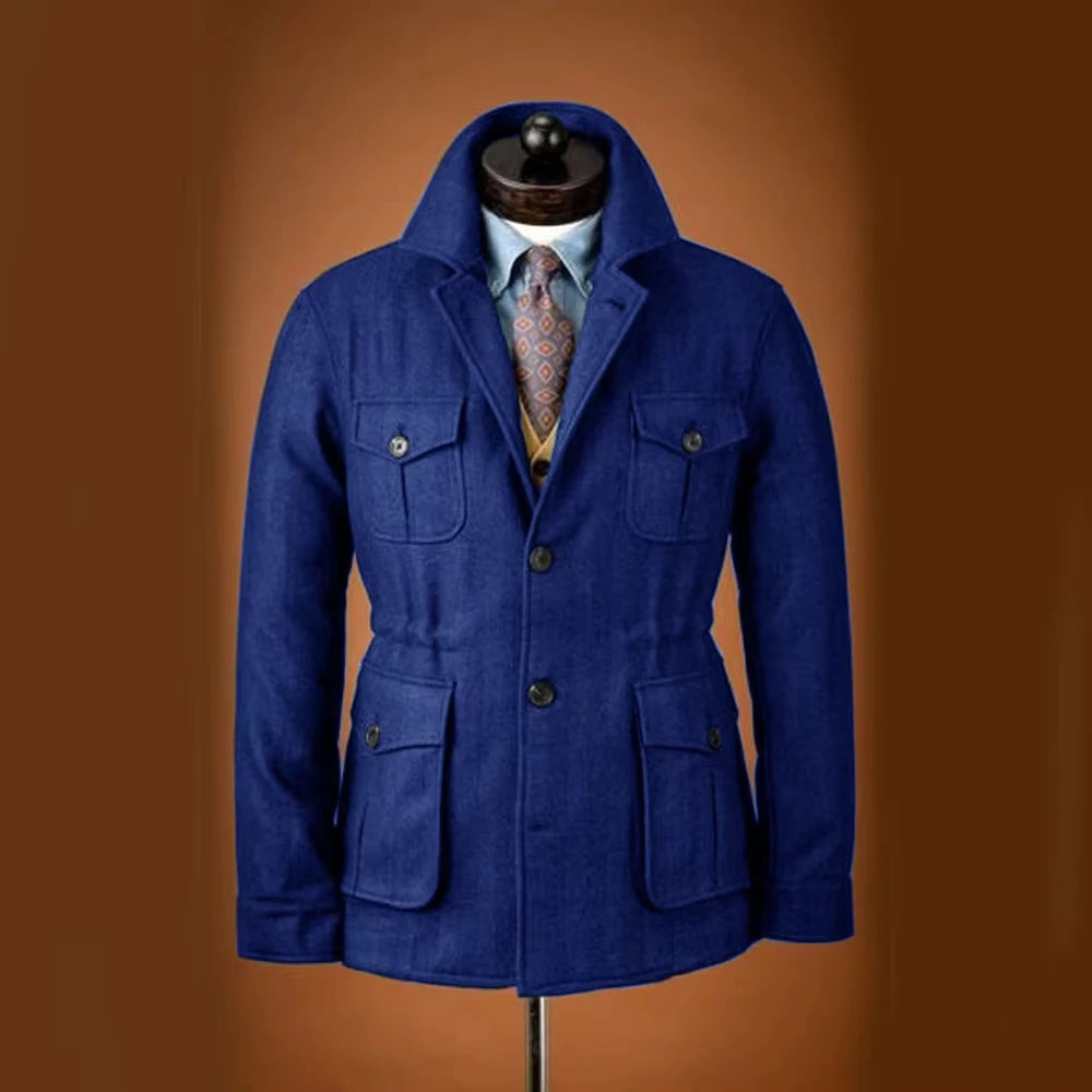 Men's Tweed Jacket Tuxedo Woolen Suit High Quality Costumes Wool Single Breasted Casual Slim Fit Male Blazers Autumn Winter