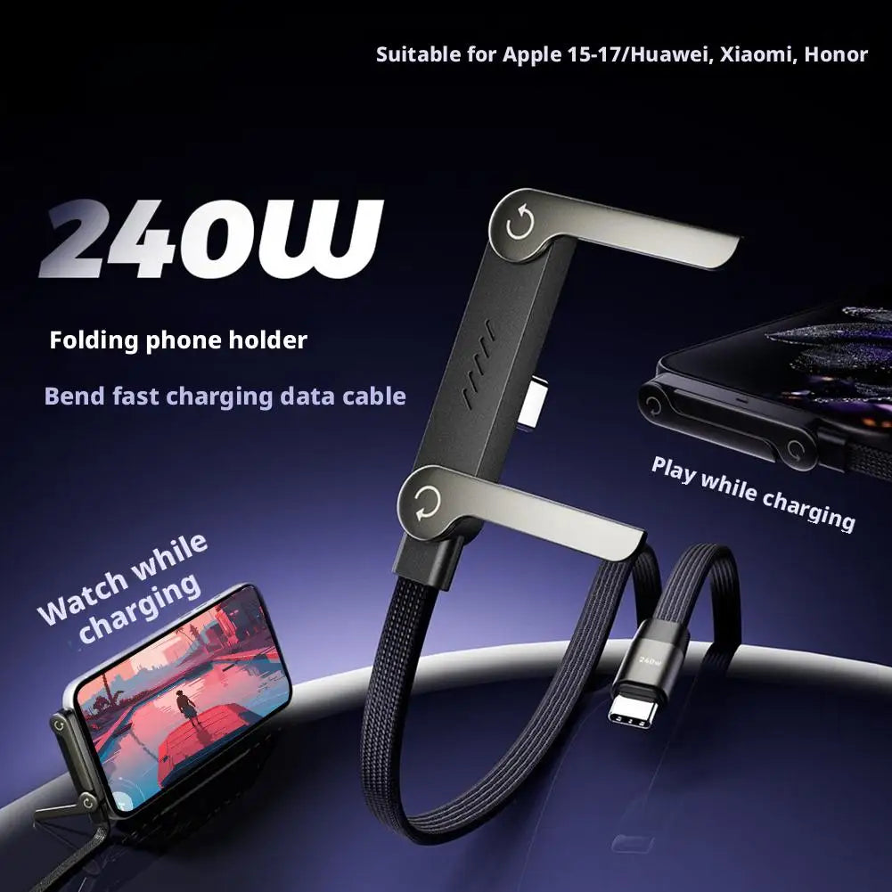 Chargestand 2-in-1 Cable,240W Fast Charging Cable USB Type C USB A,Holder Charger Cable with Stand Charging Cables