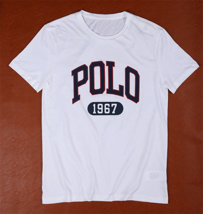 Polo Letter Men's T-shirt Fast Fashion Spring and Summer Cool Casual Simple Men's and Women's Cotton Printed Short Sleeves Tops